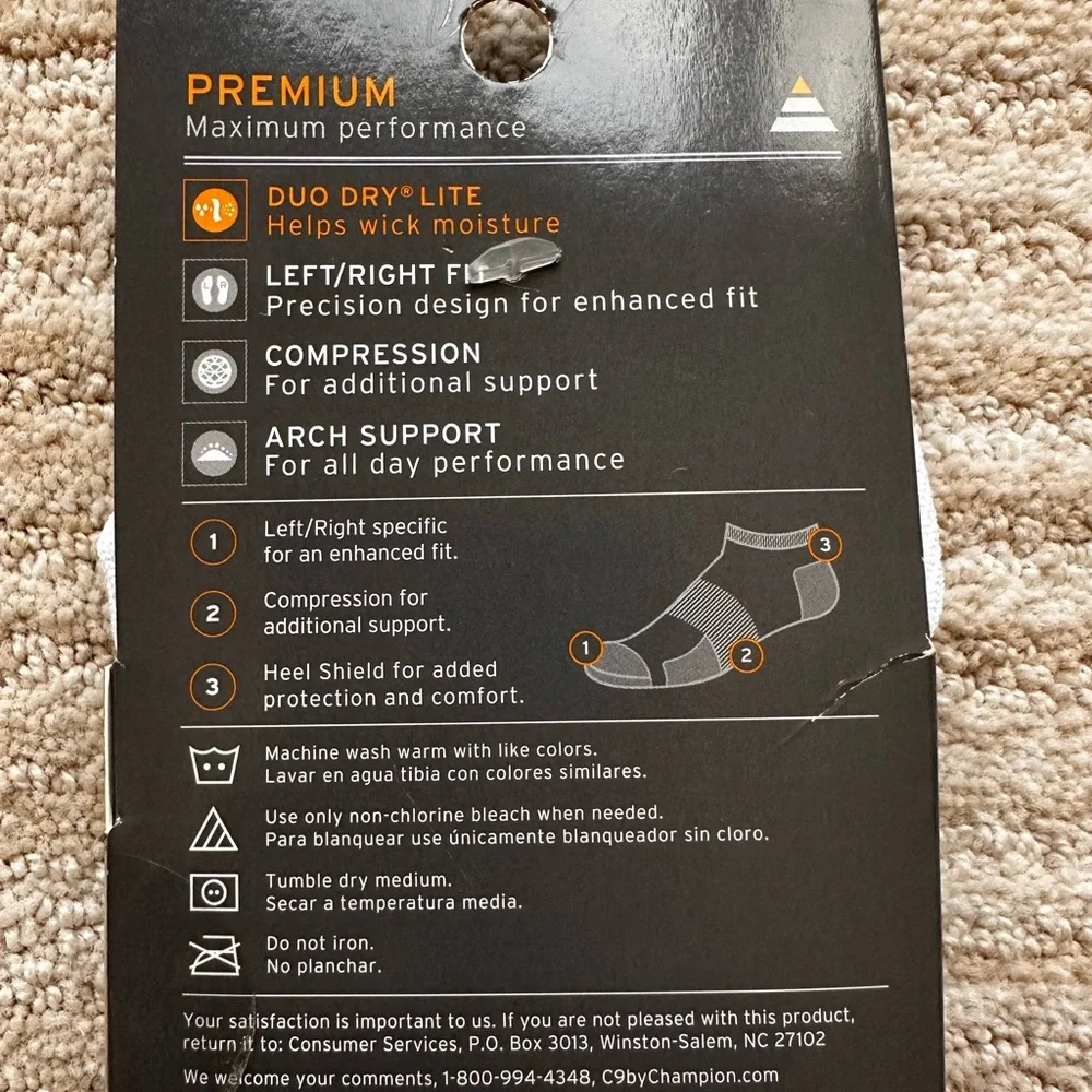 Champion C9 Premium Maximum Performance Running Socks Low Cut Compression White